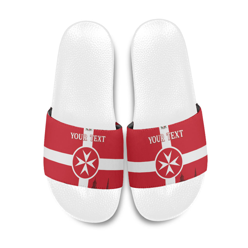 Personalized Malta Independence Day Slide Sandals Maltese Cross Heritage Pride