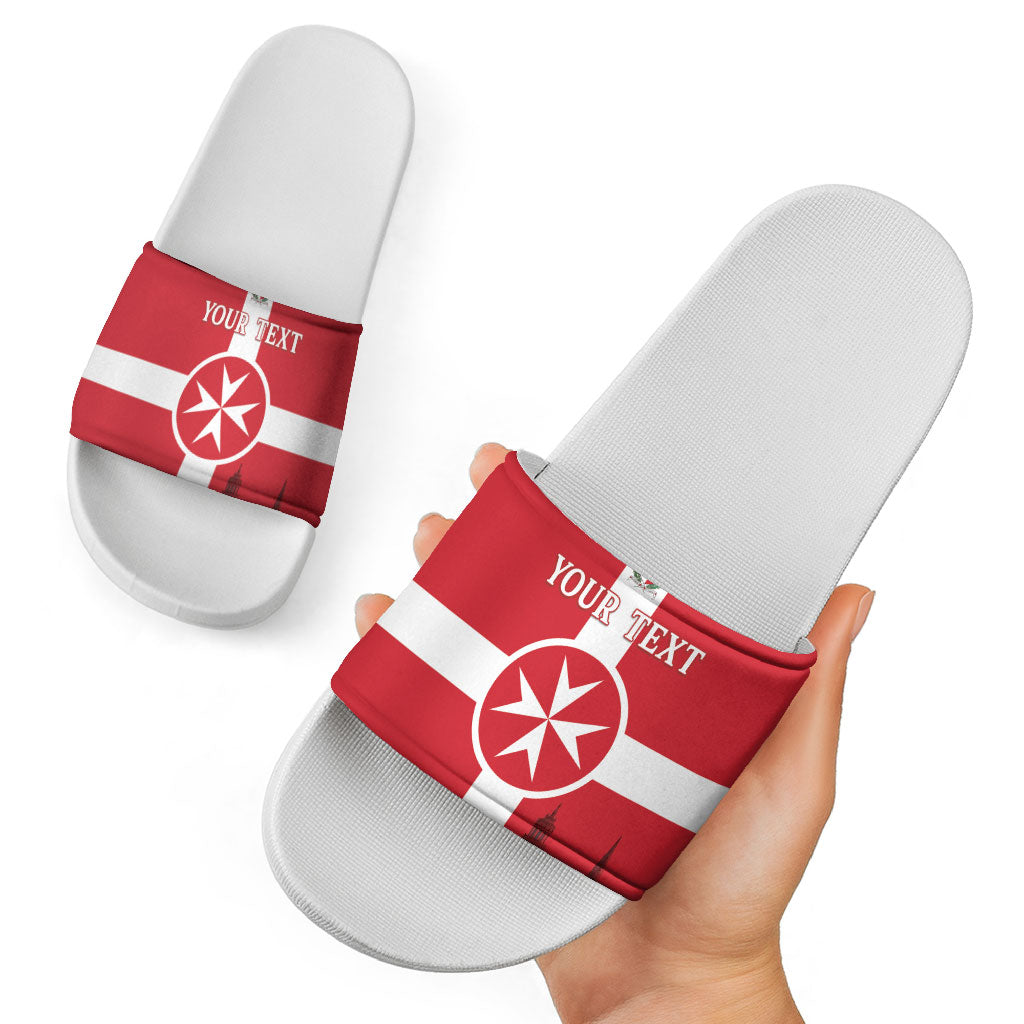 Personalized Malta Independence Day Slide Sandals Maltese Cross Heritage Pride
