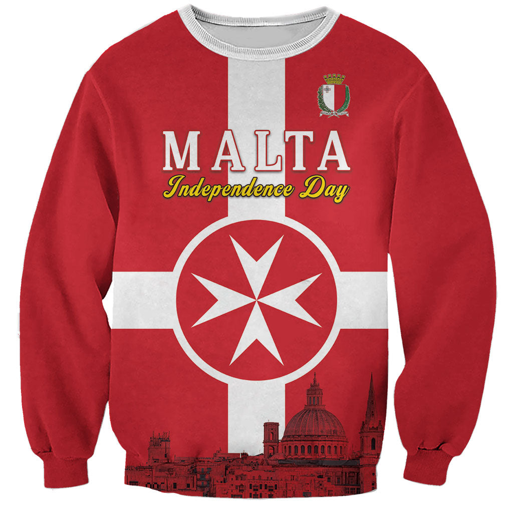Personalized Malta Independence Day Sweatshirt Maltese Cross Heritage Pride