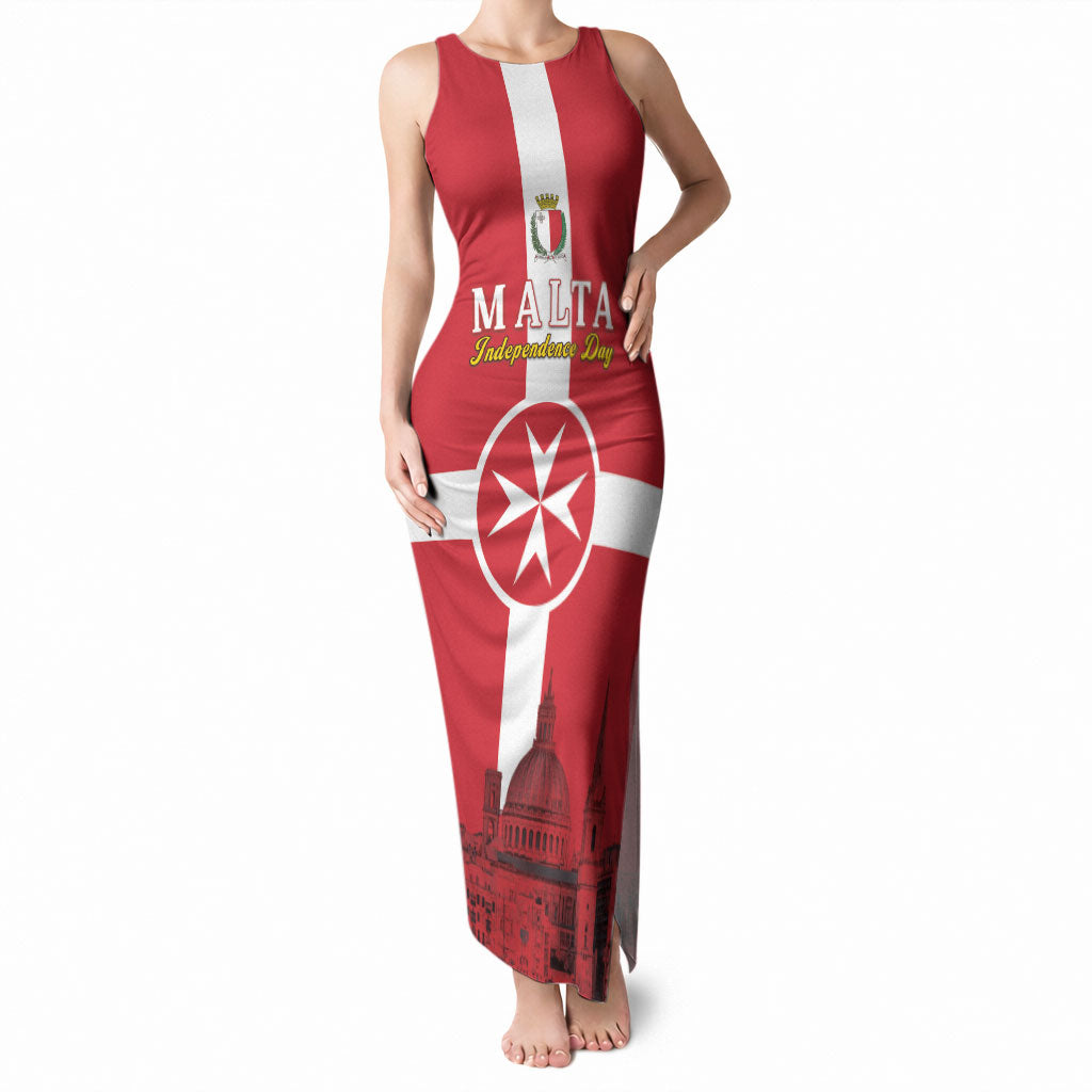 Personalized Malta Independence Day Tank Maxi Dress Maltese Cross Heritage Pride