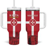 Personalized Malta Independence Day Tumbler With Handle Maltese Cross Heritage Pride