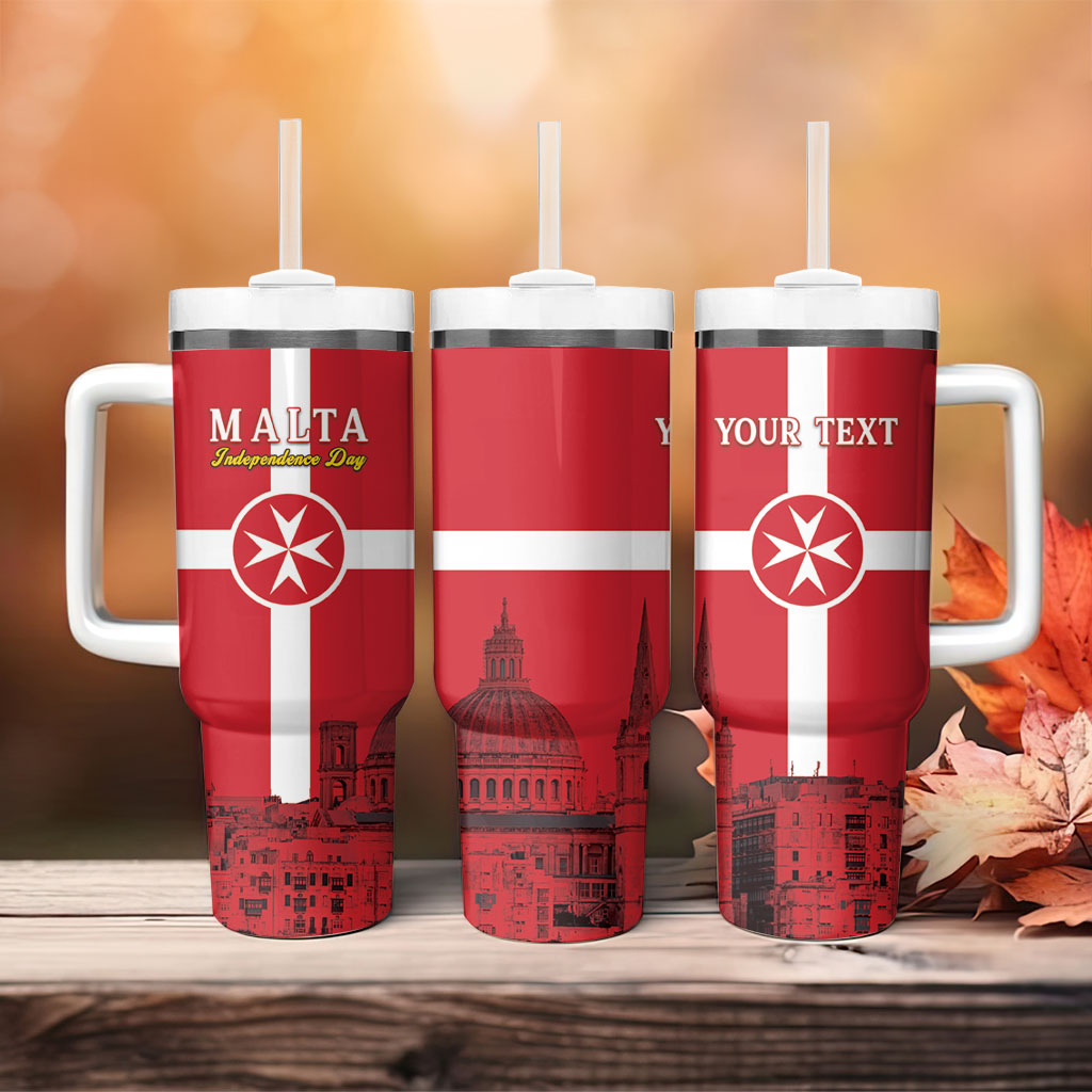 Personalized Malta Independence Day Tumbler With Handle Maltese Cross Heritage Pride