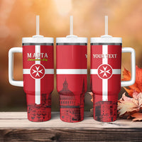 Personalized Malta Independence Day Tumbler With Handle Maltese Cross Heritage Pride