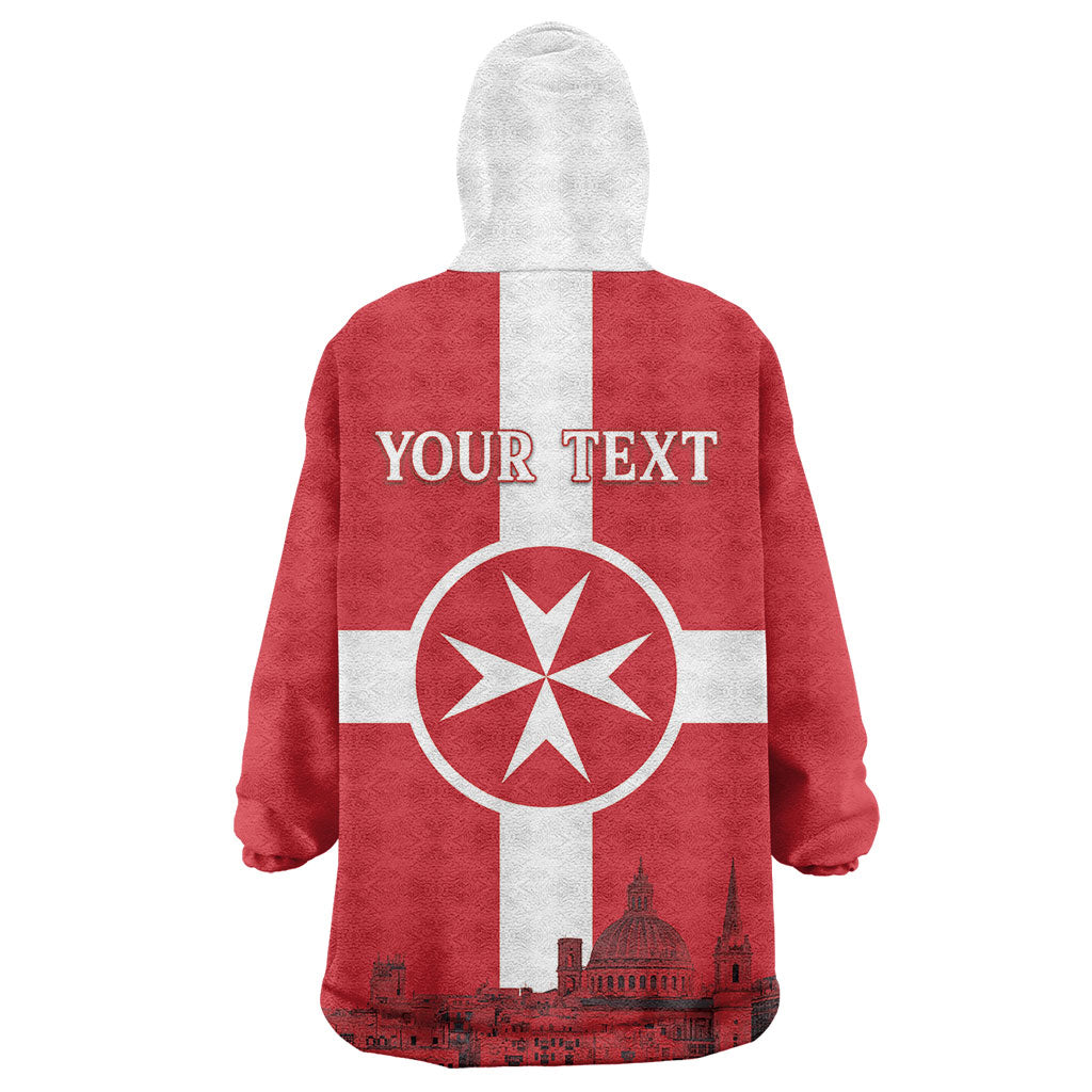 Personalized Malta Independence Day Wearable Blanket Hoodie Maltese Cross Heritage Pride