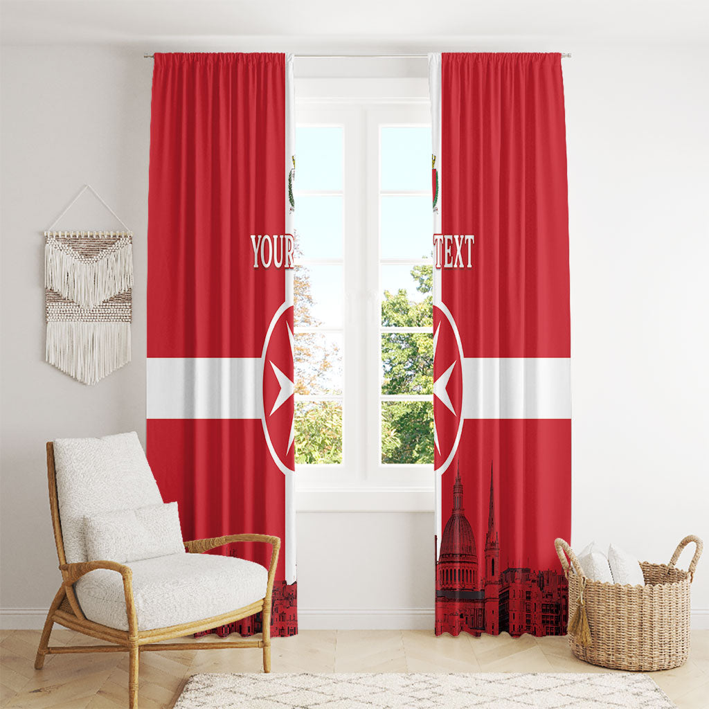 Personalized Malta Independence Day Window Curtain Maltese Cross Heritage Pride