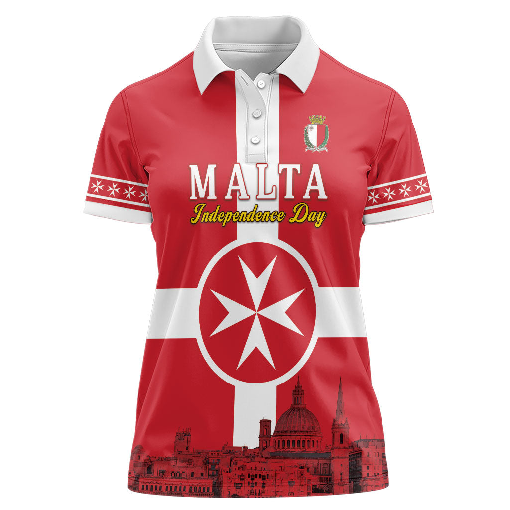 Personalized Malta Independence Day Women Polo Shirt Maltese Cross Heritage Pride