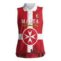 Personalized Malta Independence Day Women Sleeveless Polo Shirt Maltese Cross Heritage Pride