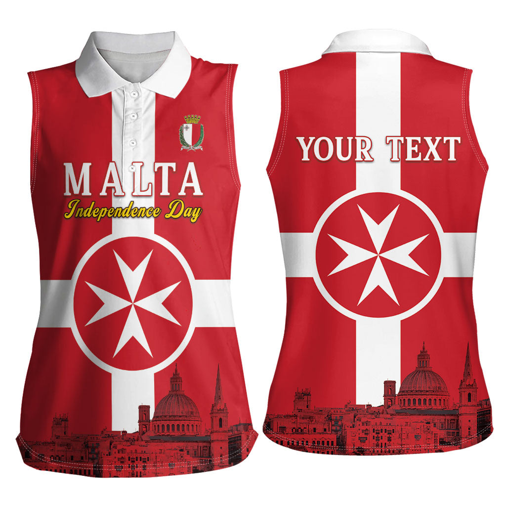 Personalized Malta Independence Day Women Sleeveless Polo Shirt Maltese Cross Heritage Pride