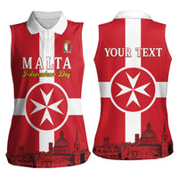 Personalized Malta Independence Day Women Sleeveless Polo Shirt Maltese Cross Heritage Pride