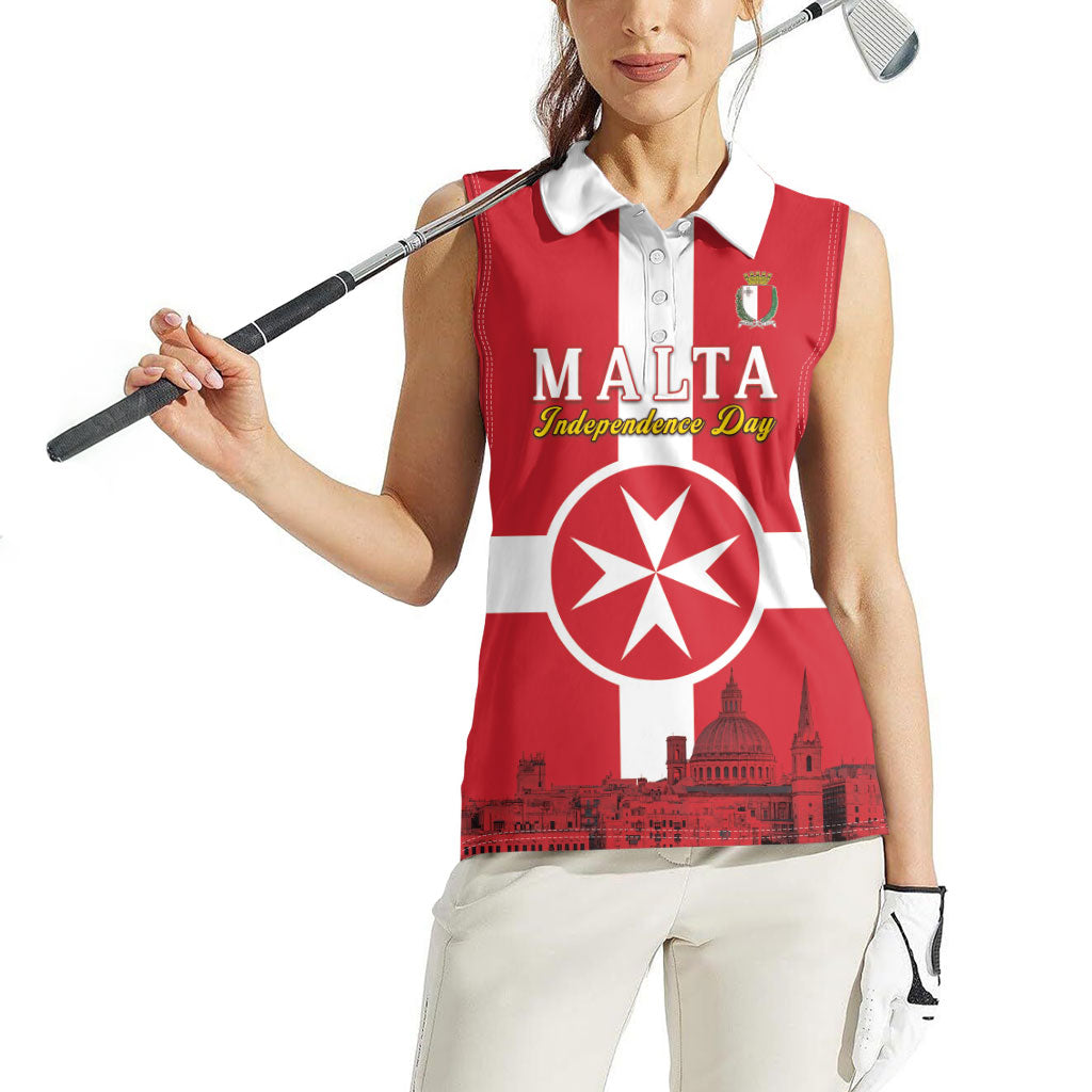 Personalized Malta Independence Day Women Sleeveless Polo Shirt Maltese Cross Heritage Pride