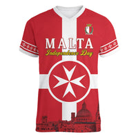 Personalized Malta Independence Day Women V-Neck T-Shirt Maltese Cross Heritage Pride