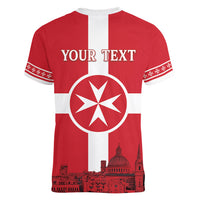 Personalized Malta Independence Day Women V-Neck T-Shirt Maltese Cross Heritage Pride