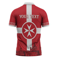 Personalized Malta Independence Day Zipper Polo Shirt Maltese Cross Heritage Pride