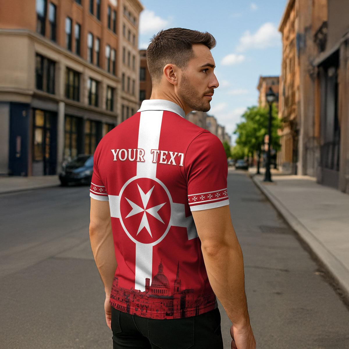 Personalized Malta Independence Day Zipper Polo Shirt Maltese Cross Heritage Pride