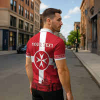 Personalized Malta Independence Day Zipper Polo Shirt Maltese Cross Heritage Pride