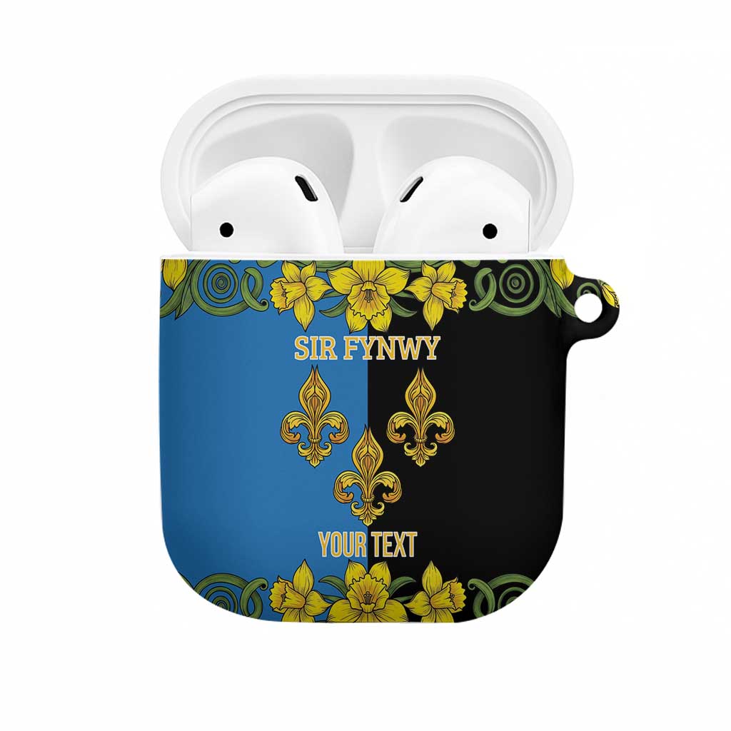 Personalized Monmouthshire Wales AirPods Case Sir Fynwy Flag With Welsh Daffodil - Wonder Print Shop