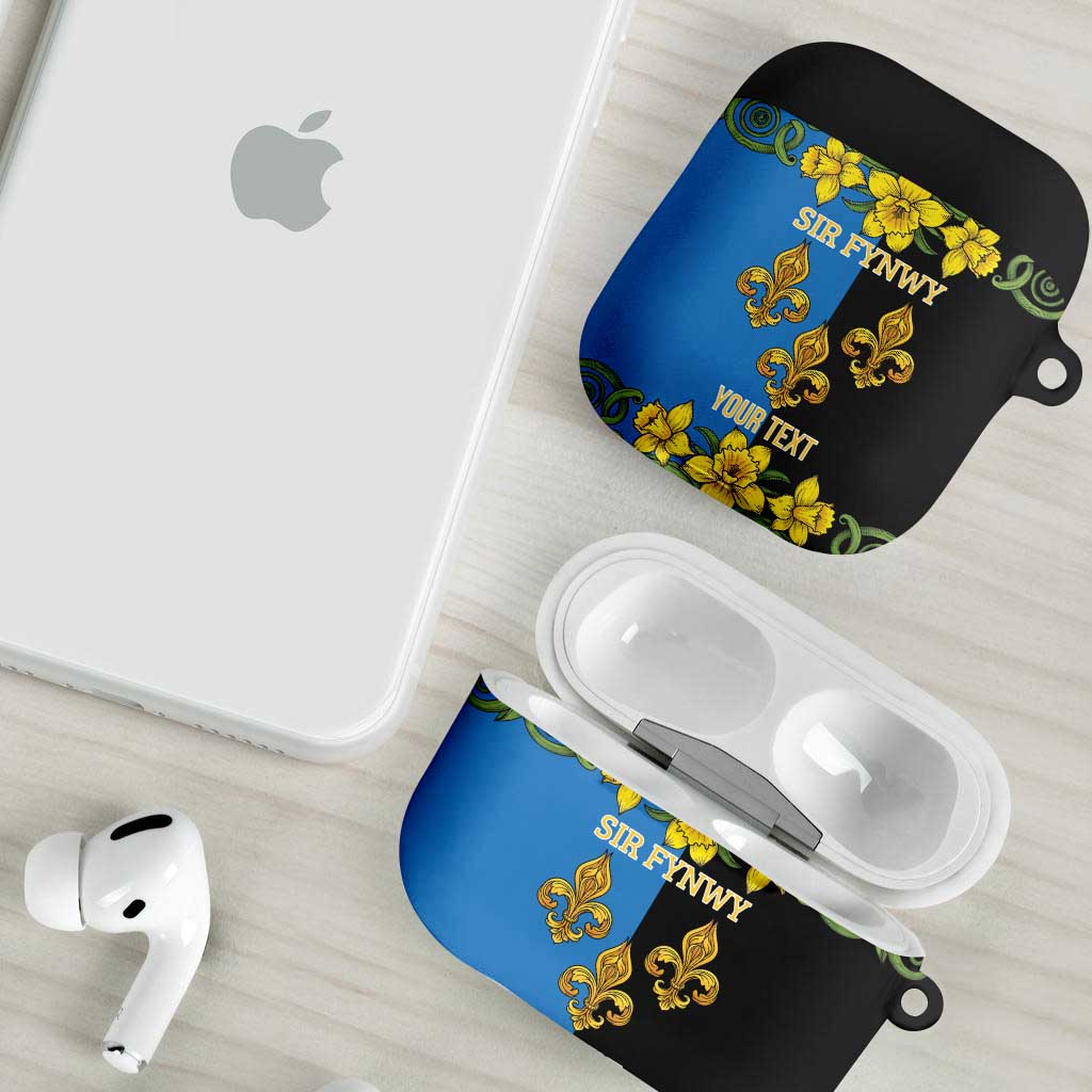 Personalized Monmouthshire Wales AirPods Case Sir Fynwy Flag With Welsh Daffodil - Wonder Print Shop