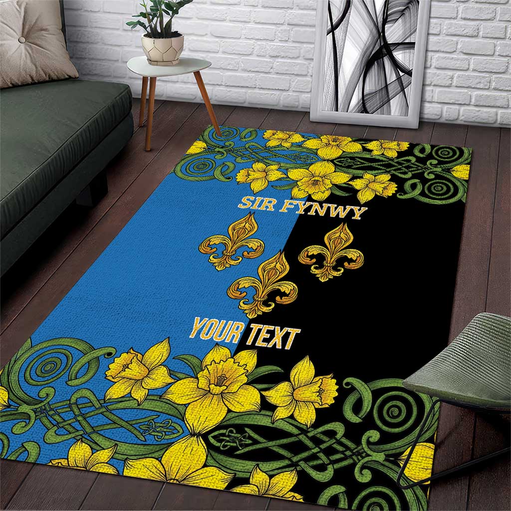 Personalized Monmouthshire Wales Area Rug Sir Fynwy Flag With Welsh Daffodil - Wonder Print Shop