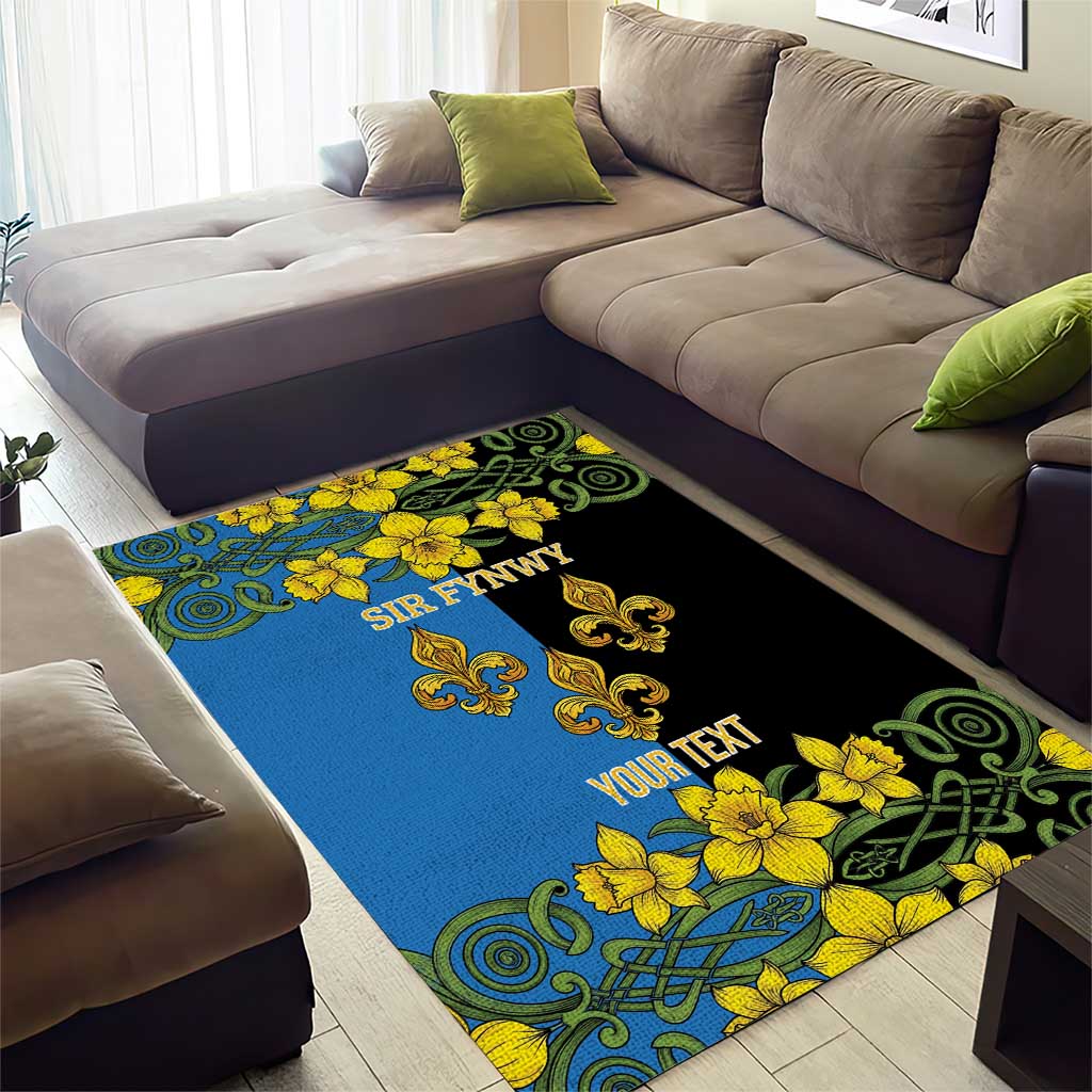 Personalized Monmouthshire Wales Area Rug Sir Fynwy Flag With Welsh Daffodil - Wonder Print Shop
