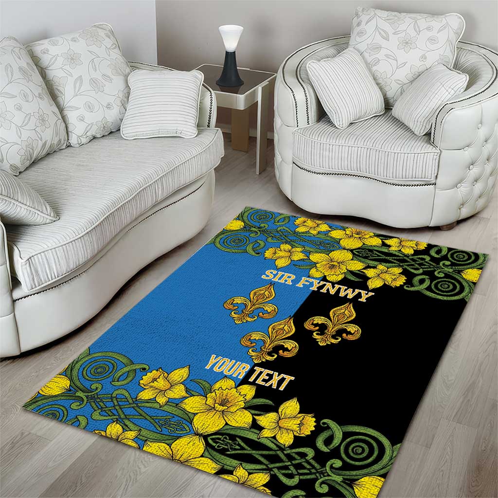 Personalized Monmouthshire Wales Area Rug Sir Fynwy Flag With Welsh Daffodil - Wonder Print Shop