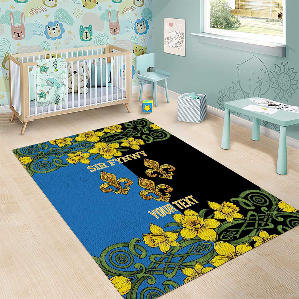 Personalized Monmouthshire Wales Area Rug Sir Fynwy Flag With Welsh Daffodil - Wonder Print Shop