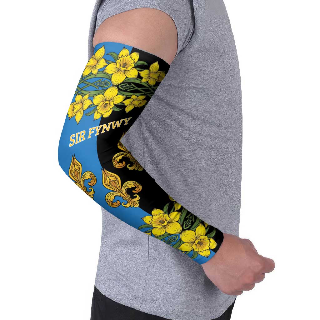 Personalized Monmouthshire Wales Arm Sleeves Sir Fynwy Flag With Welsh Daffodil - Wonder Print Shop