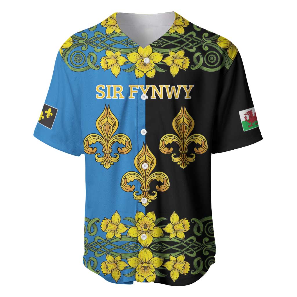 Personalized Monmouthshire Wales Baseball Jersey Sir Fynwy Flag With Welsh Daffodil - Wonder Print Shop