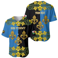 Personalized Monmouthshire Wales Baseball Jersey Sir Fynwy Flag With Welsh Daffodil - Wonder Print Shop