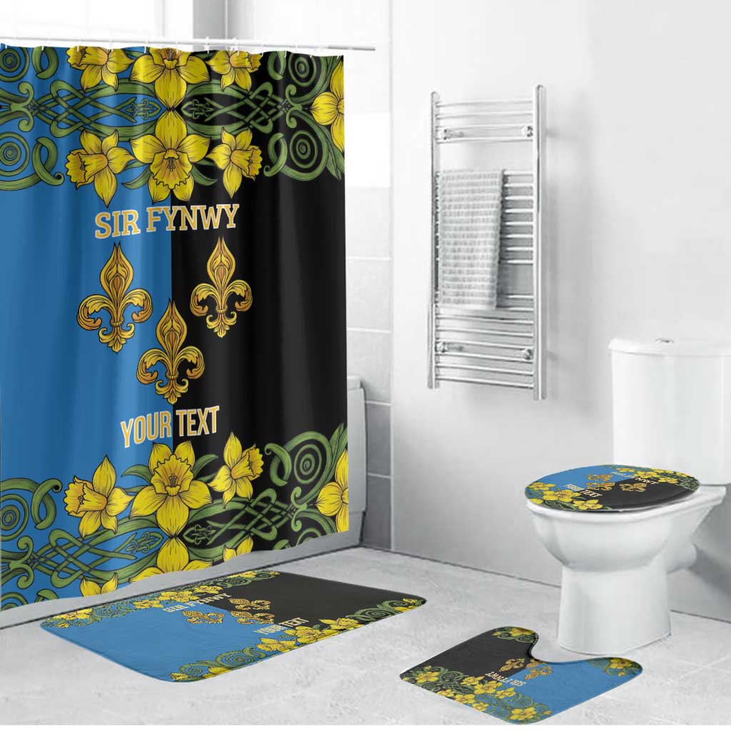 Personalized Monmouthshire Wales Bathroom Set Sir Fynwy Flag With Welsh Daffodil - Wonder Print Shop