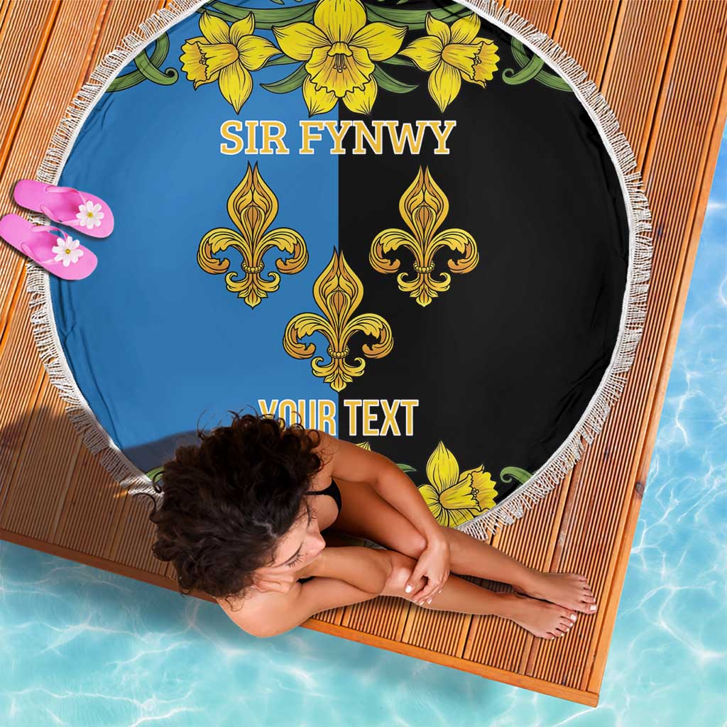 Personalized Monmouthshire Wales Beach Blanket Sir Fynwy Flag With Welsh Daffodil - Wonder Print Shop