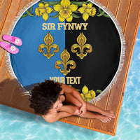 Personalized Monmouthshire Wales Beach Blanket Sir Fynwy Flag With Welsh Daffodil - Wonder Print Shop