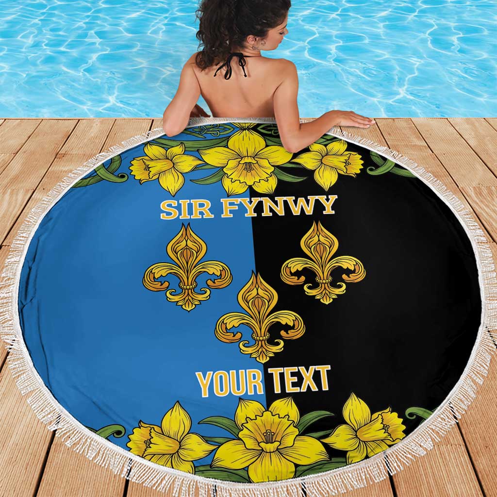 Personalized Monmouthshire Wales Beach Blanket Sir Fynwy Flag With Welsh Daffodil - Wonder Print Shop