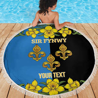 Personalized Monmouthshire Wales Beach Blanket Sir Fynwy Flag With Welsh Daffodil - Wonder Print Shop