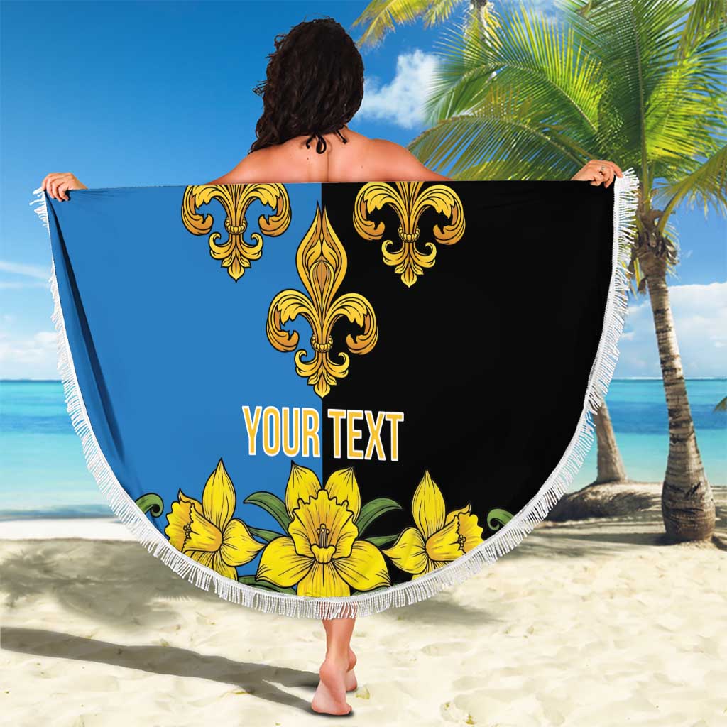 Personalized Monmouthshire Wales Beach Blanket Sir Fynwy Flag With Welsh Daffodil - Wonder Print Shop