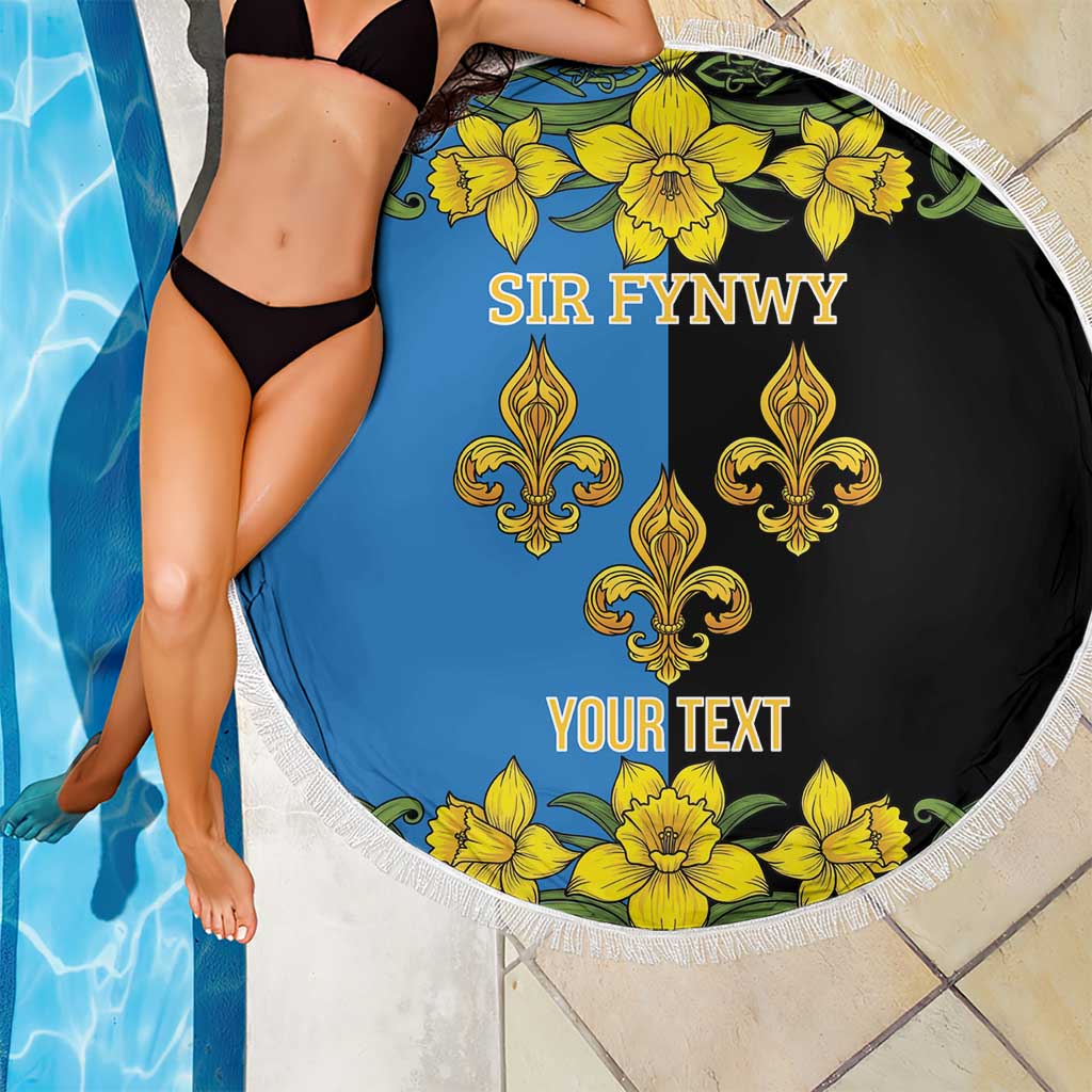 Personalized Monmouthshire Wales Beach Blanket Sir Fynwy Flag With Welsh Daffodil - Wonder Print Shop