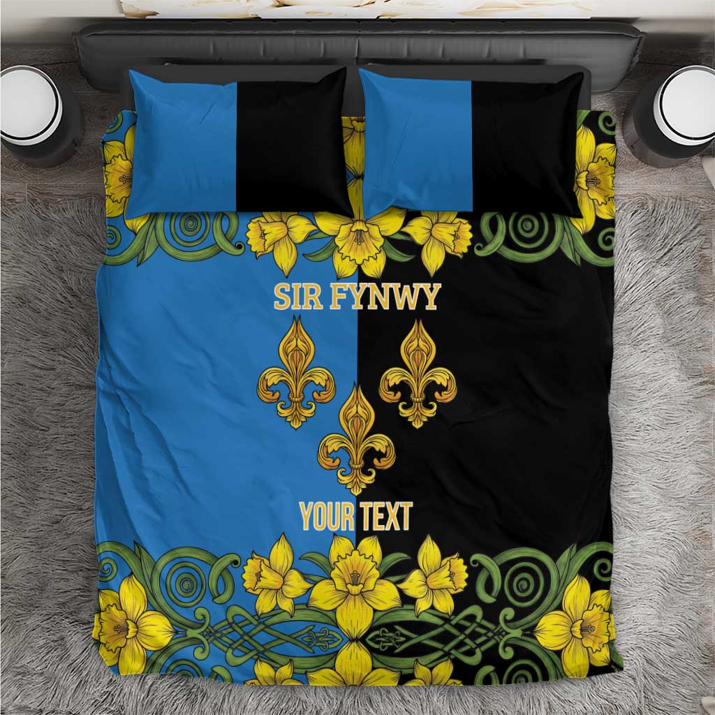 Personalized Monmouthshire Wales Bedding Set Sir Fynwy Flag With Welsh Daffodil - Wonder Print Shop