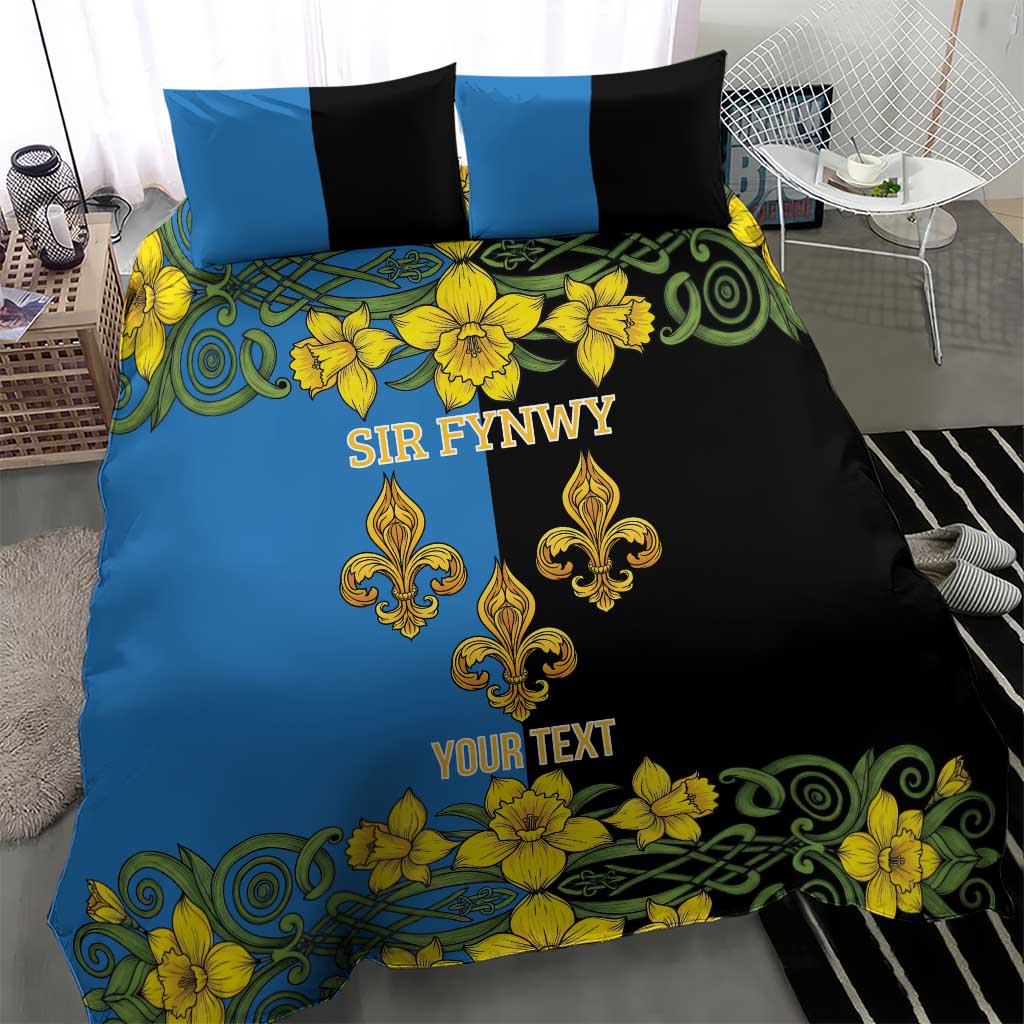 Personalized Monmouthshire Wales Bedding Set Sir Fynwy Flag With Welsh Daffodil - Wonder Print Shop