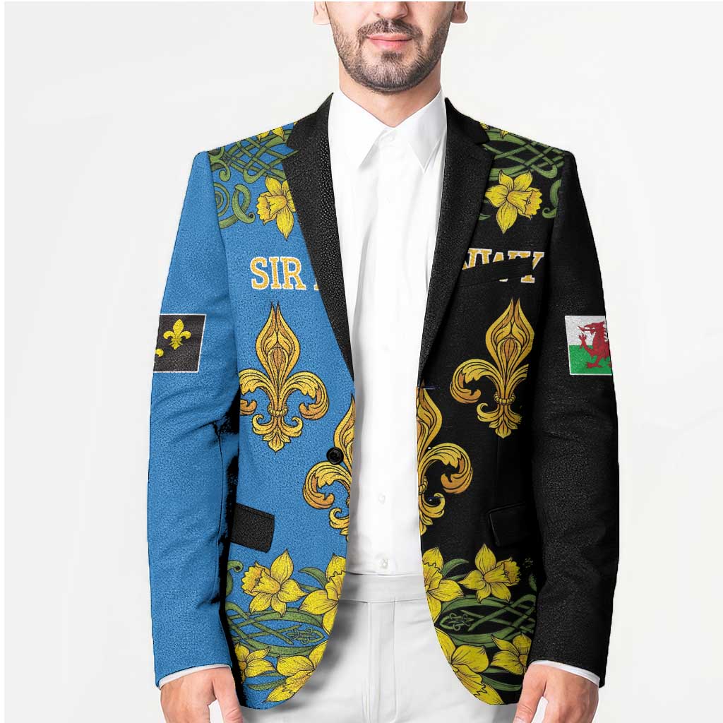 Personalized Monmouthshire Wales Blazer Sir Fynwy Flag With Welsh Daffodil - Wonder Print Shop