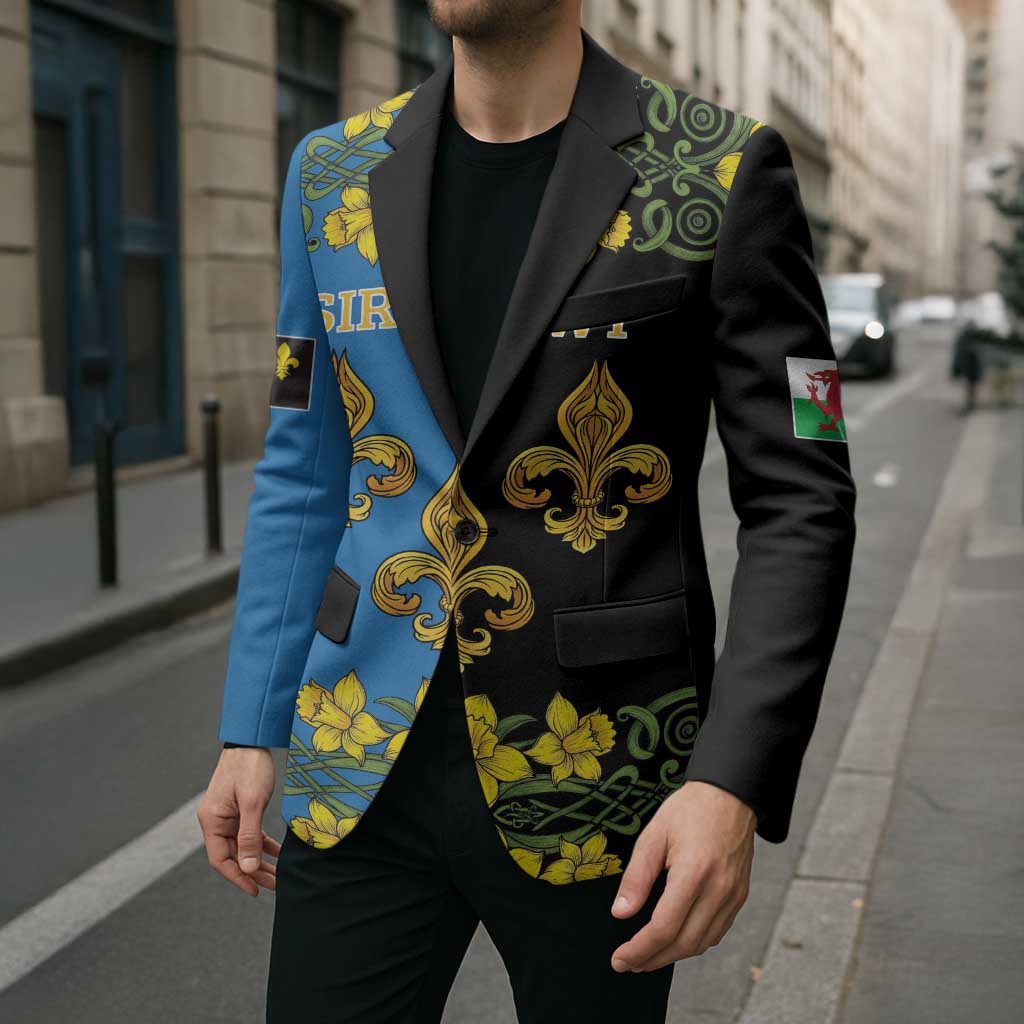 Personalized Monmouthshire Wales Blazer Sir Fynwy Flag With Welsh Daffodil - Wonder Print Shop