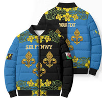 Personalized Monmouthshire Wales Bomber Puffer Jacket Sir Fynwy Flag With Welsh Daffodil - Wonder Print Shop