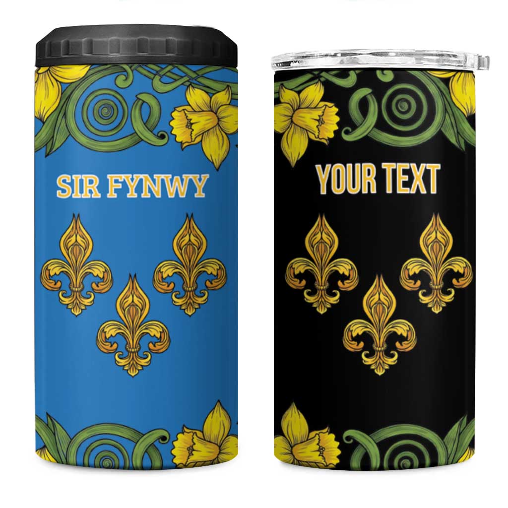 Personalized Monmouthshire Wales 4 in 1 Can Cooler Tumbler Sir Fynwy Flag With Welsh Daffodil - Wonder Print Shop