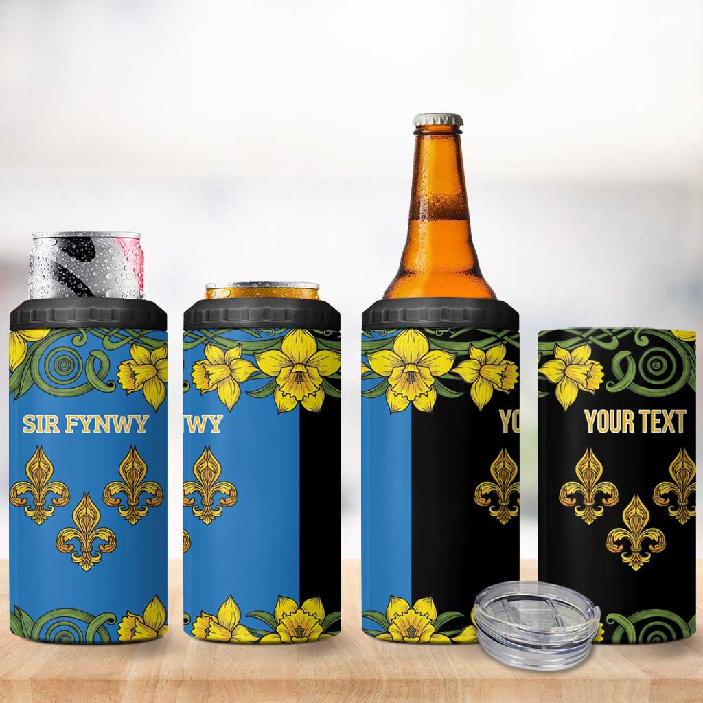 Personalized Monmouthshire Wales 4 in 1 Can Cooler Tumbler Sir Fynwy Flag With Welsh Daffodil - Wonder Print Shop
