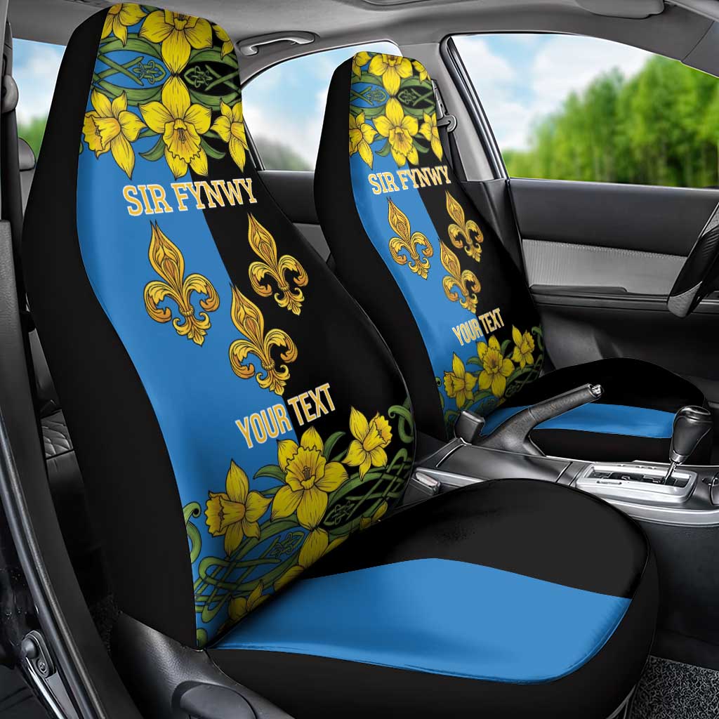 Personalized Monmouthshire Wales Car Seat Cover Sir Fynwy Flag With Welsh Daffodil - Wonder Print Shop