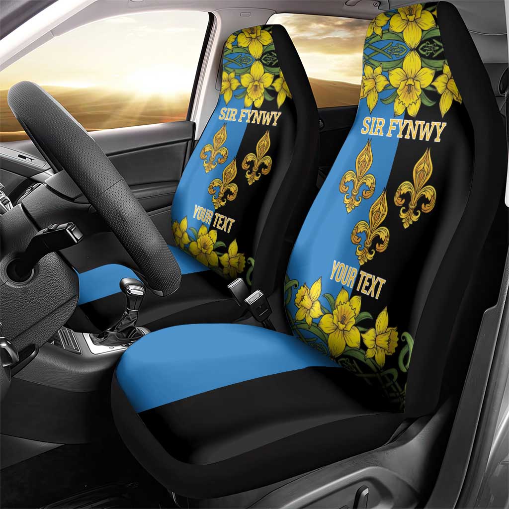 Personalized Monmouthshire Wales Car Seat Cover Sir Fynwy Flag With Welsh Daffodil - Wonder Print Shop