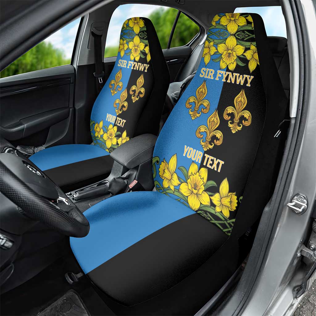 Personalized Monmouthshire Wales Car Seat Cover Sir Fynwy Flag With Welsh Daffodil - Wonder Print Shop