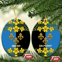 Personalized Monmouthshire Wales Ceramic Ornament Sir Fynwy Flag With Welsh Daffodil - Wonder Print Shop