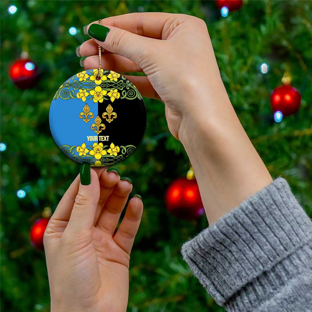 Personalized Monmouthshire Wales Ceramic Ornament Sir Fynwy Flag With Welsh Daffodil - Wonder Print Shop