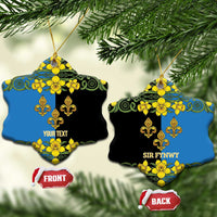 Personalized Monmouthshire Wales Ceramic Ornament Sir Fynwy Flag With Welsh Daffodil - Wonder Print Shop