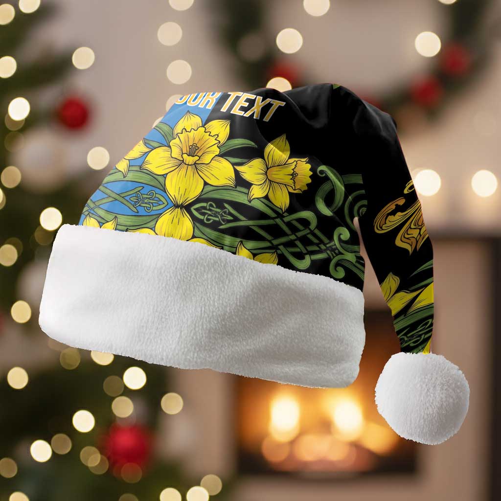 Personalized Monmouthshire Wales Christmas Santa Hat Sir Fynwy Flag With Welsh Daffodil - Wonder Print Shop