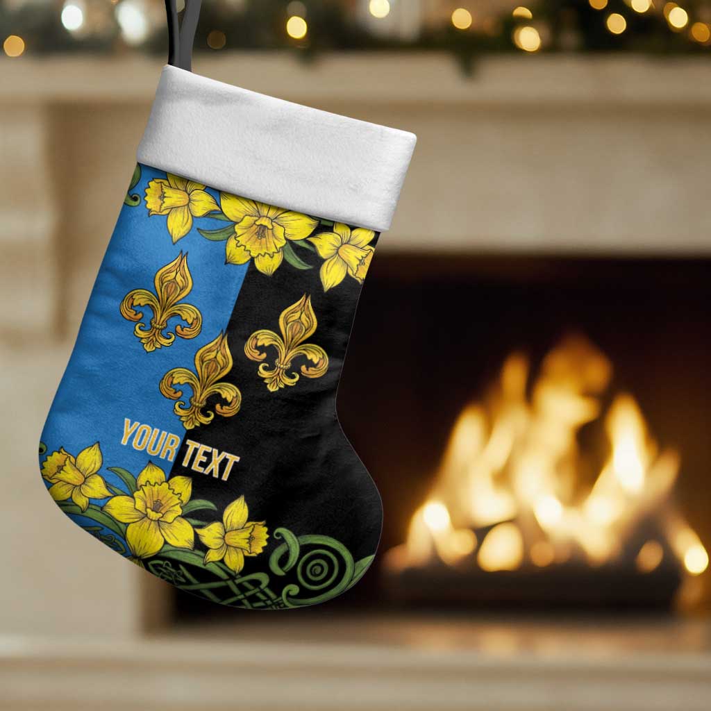 Personalized Monmouthshire Wales Christmas Stocking Sir Fynwy Flag With Welsh Daffodil - Wonder Print Shop
